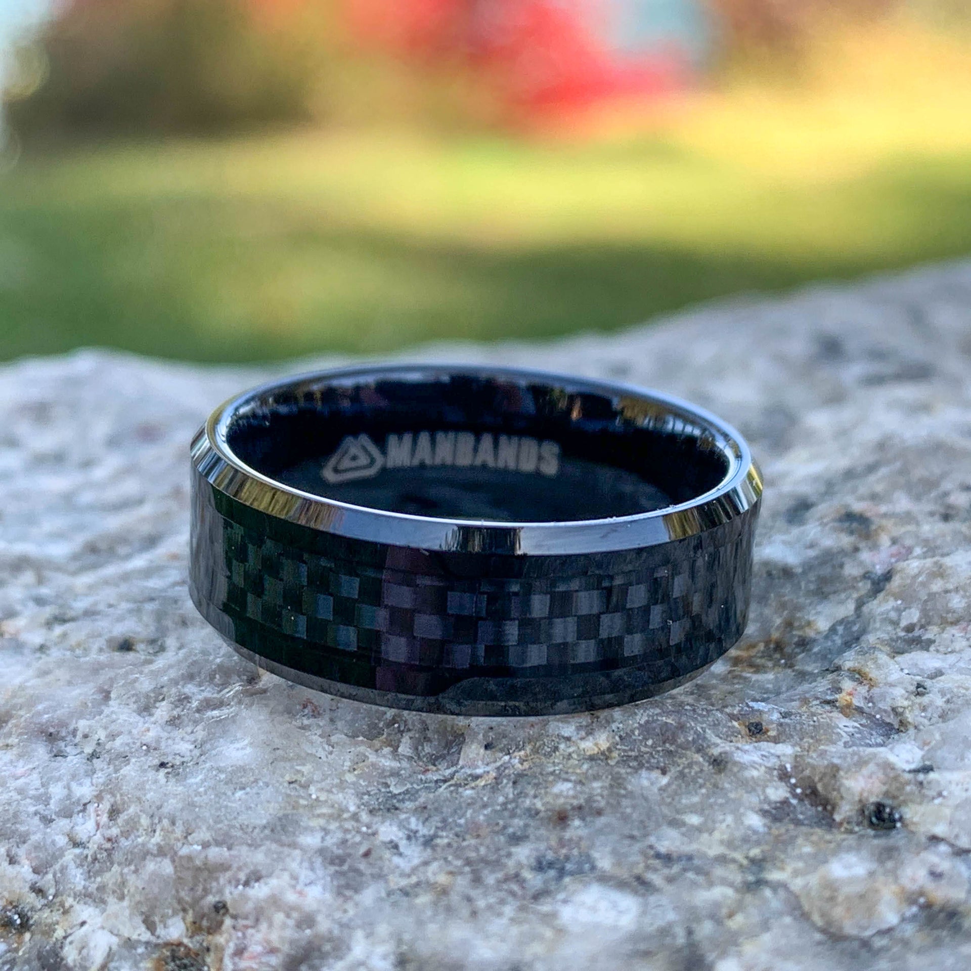 Black Ring with Carbon Fibre Inlay